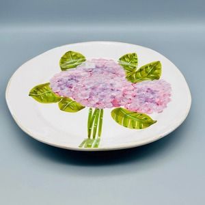 La Ceramica Hand Painted Pink Hydrangeas Ceramic Platter Made In Italy